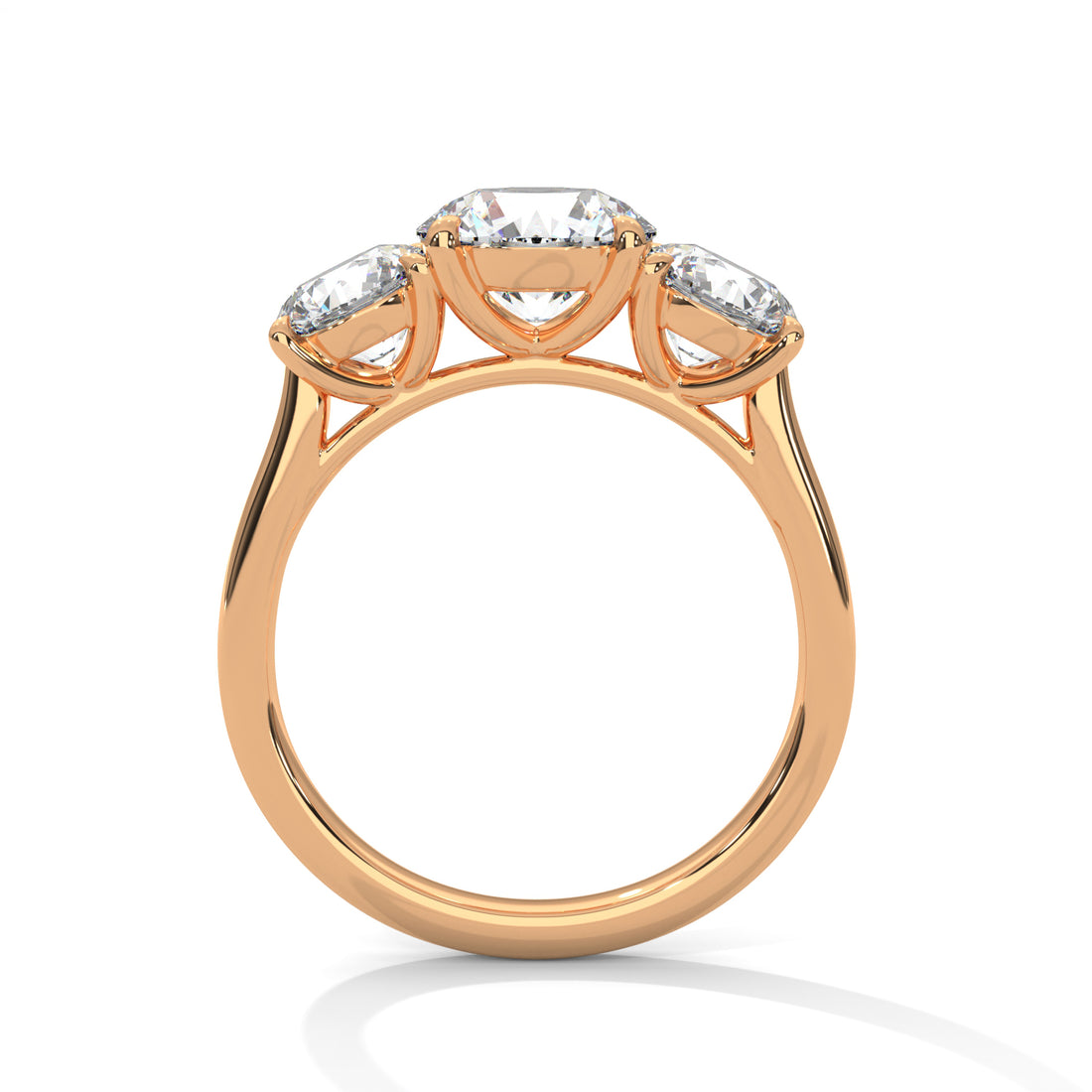 Rose Gold Round Cut Three Stone Classic Trilogy Engagement & Anniversary Ring
