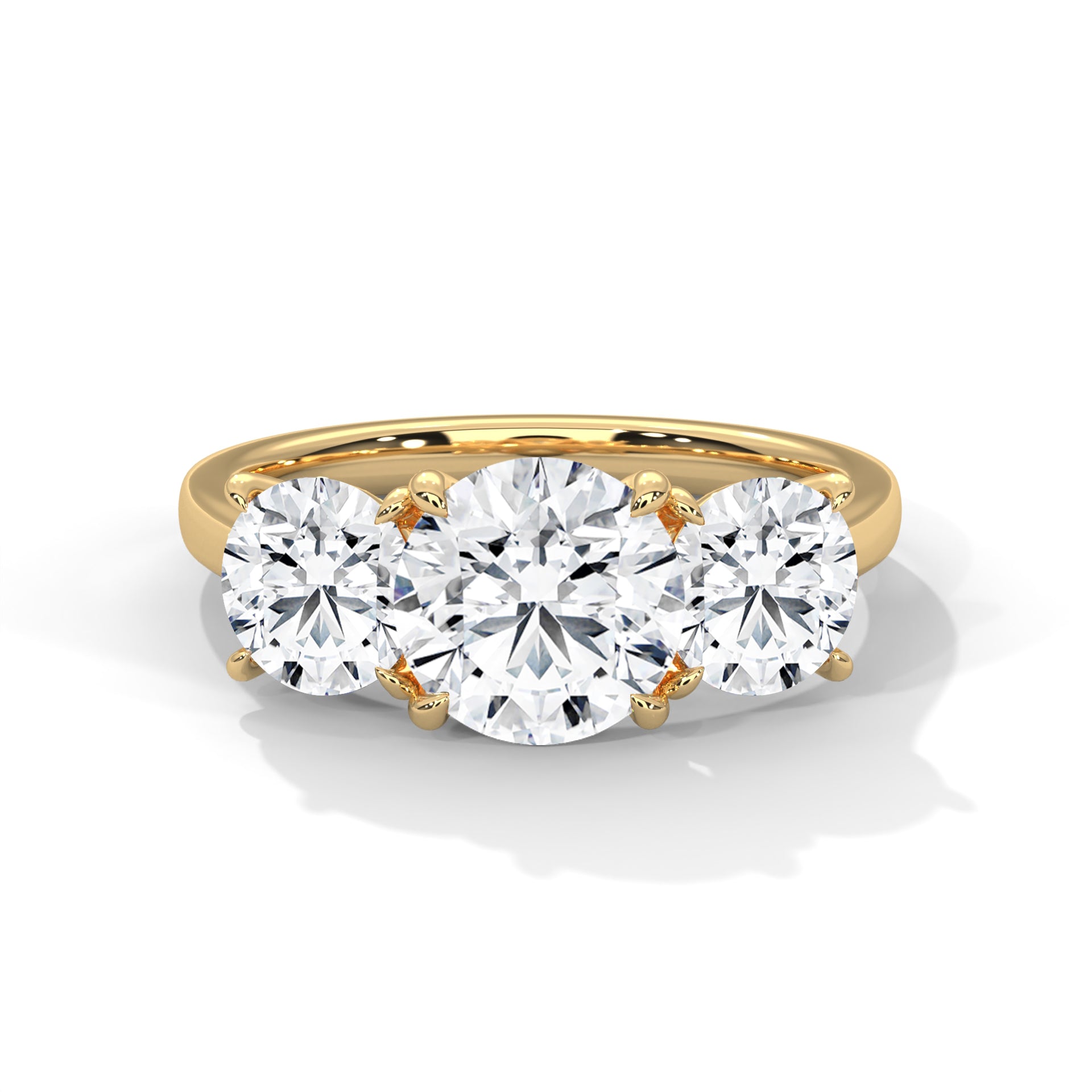Rose Gold Round Cut Three Stone Classic Trilogy Engagement & Anniversary Ring