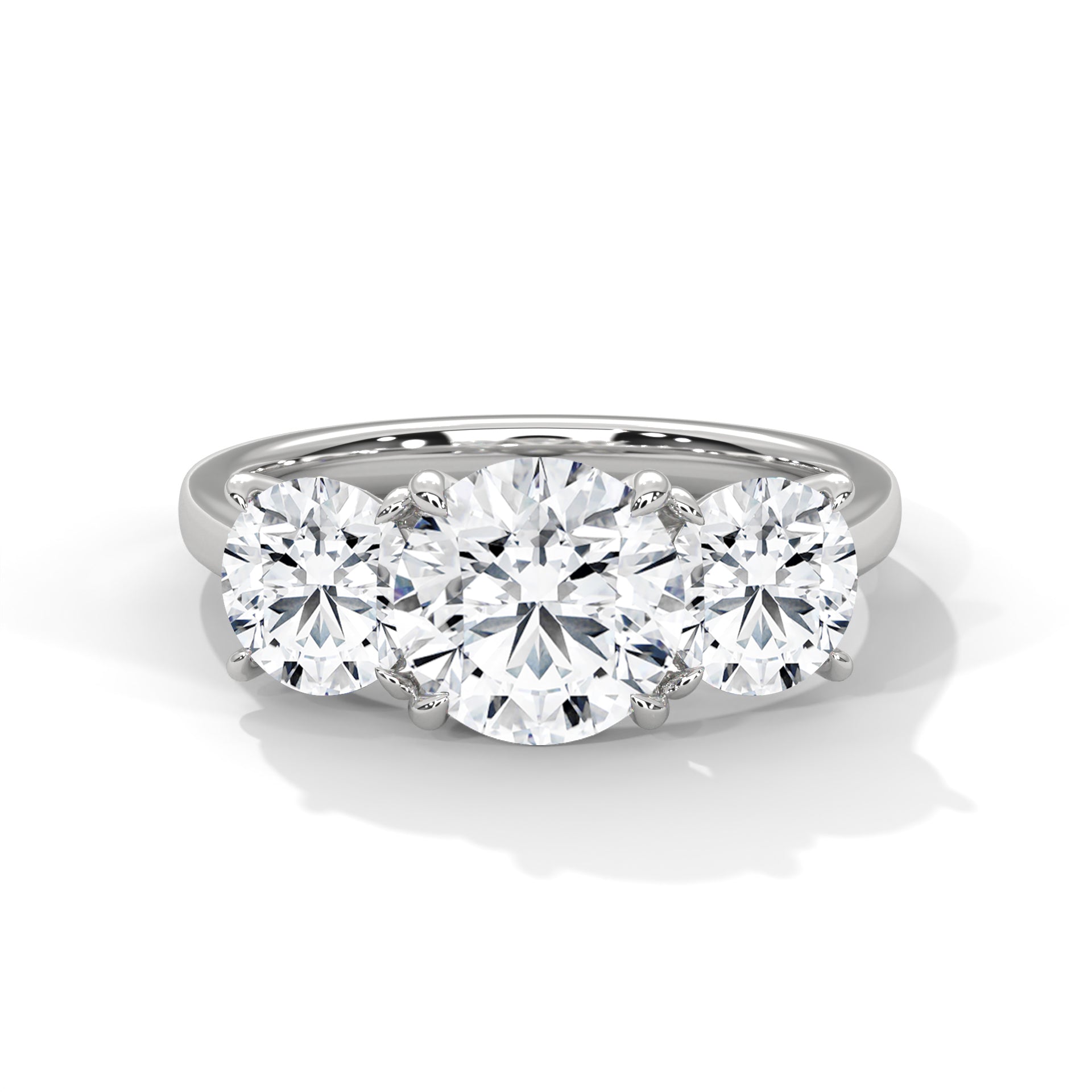 Rose Gold Round Cut Three Stone Classic Trilogy Engagement & Anniversary Ring