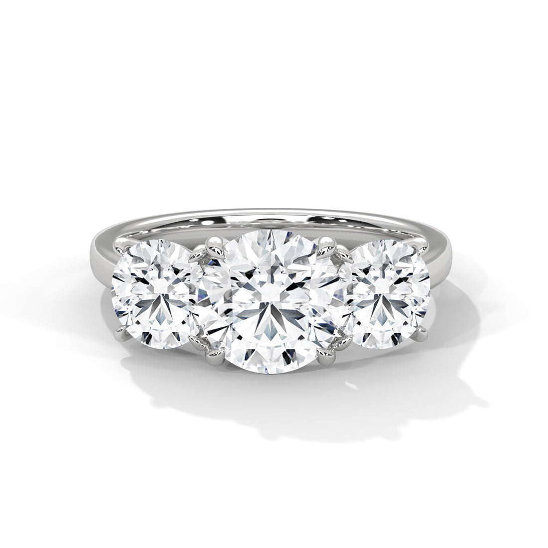 Rose Gold Round Cut Three Stone Classic Trilogy Engagement & Anniversary Ring