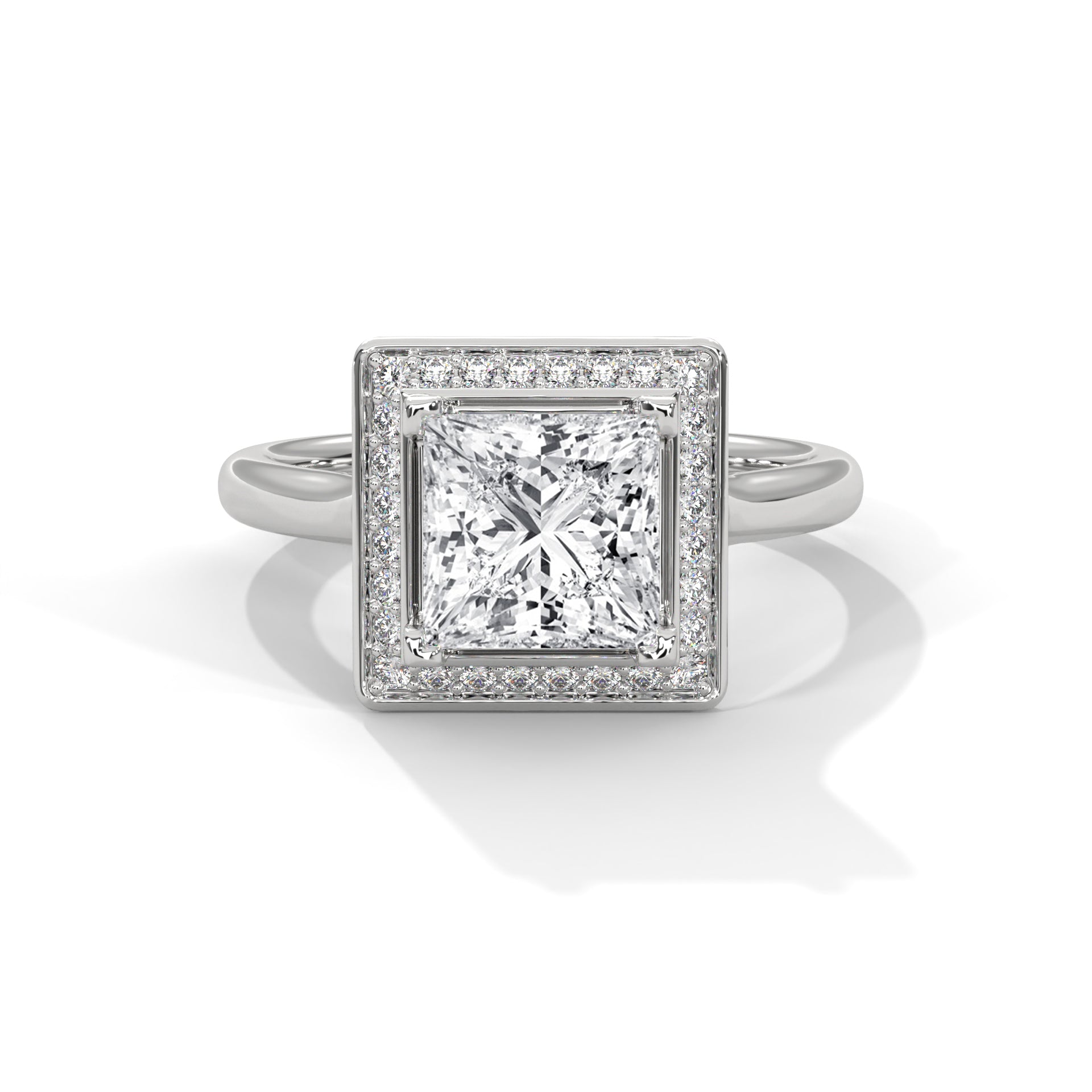 Rose Gold Princess Cut Solitaire Square Halo Engagement & Anniversary Ring
