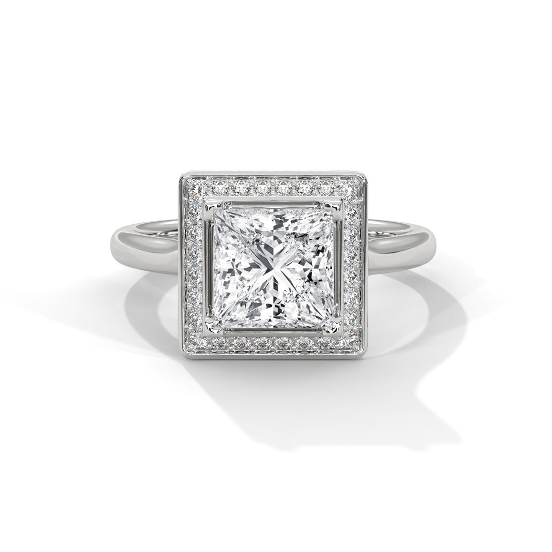 Rose Gold Princess Cut Solitaire Square Halo Engagement & Anniversary Ring