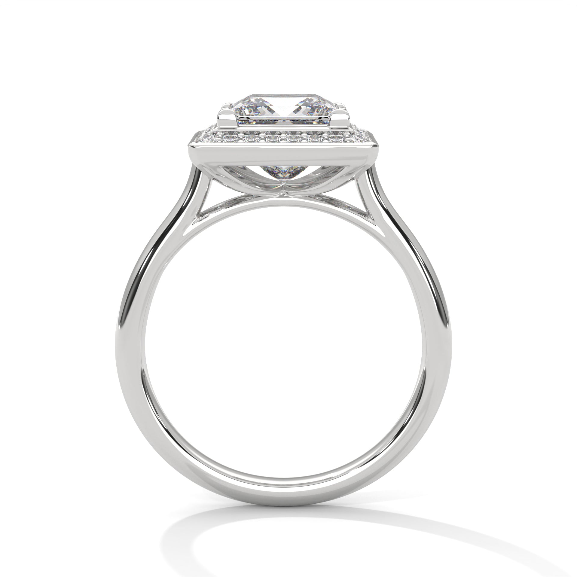 Rose Gold Princess Cut Solitaire Square Halo Engagement & Anniversary Ring