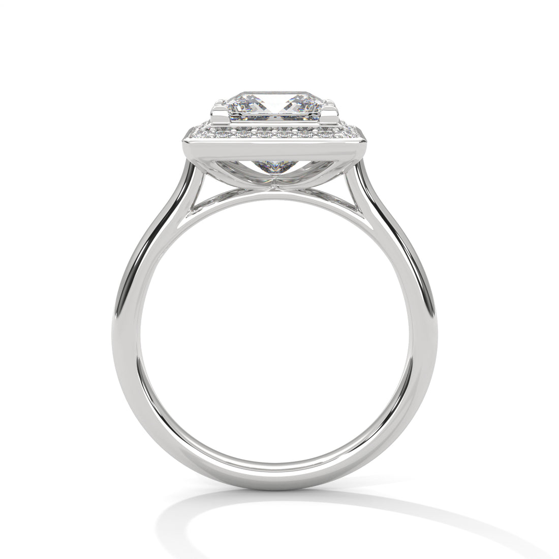 Rose Gold Princess Cut Solitaire Square Halo Engagement & Anniversary Ring
