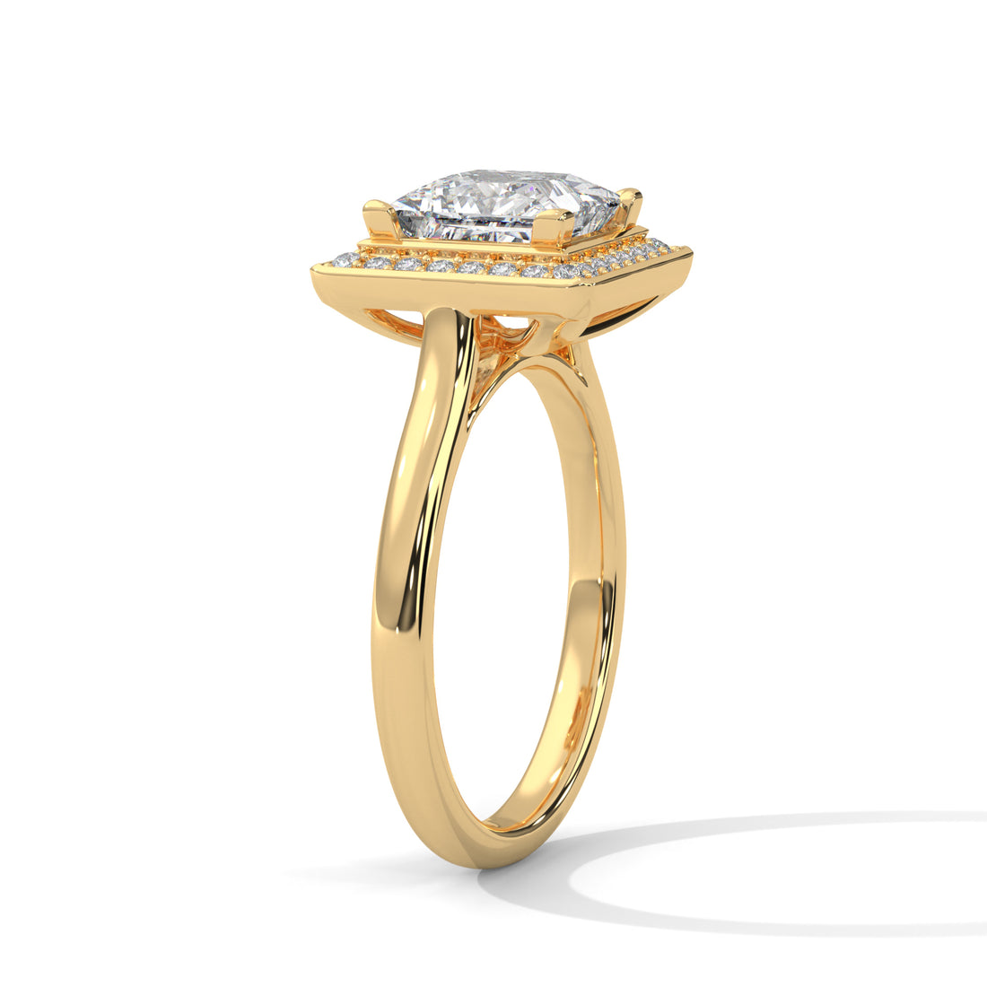 Rose Gold Princess Cut Solitaire Square Halo Engagement & Anniversary Ring