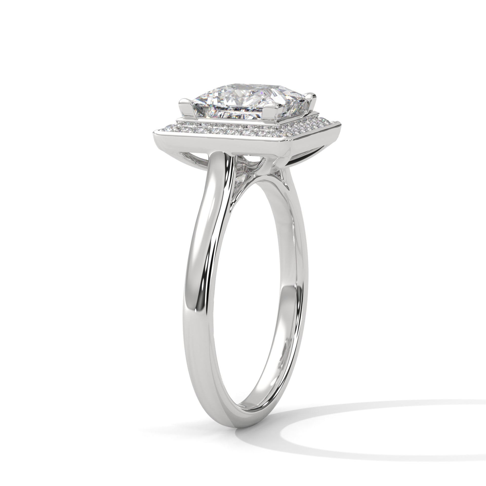 Rose Gold Princess Cut Solitaire Square Halo Engagement & Anniversary Ring