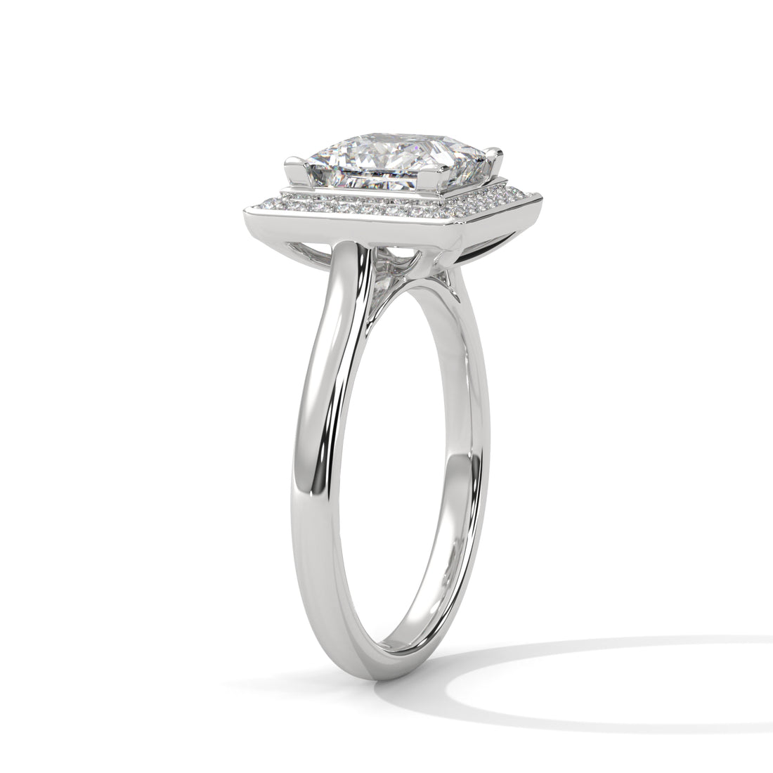 Rose Gold Princess Cut Solitaire Square Halo Engagement & Anniversary Ring