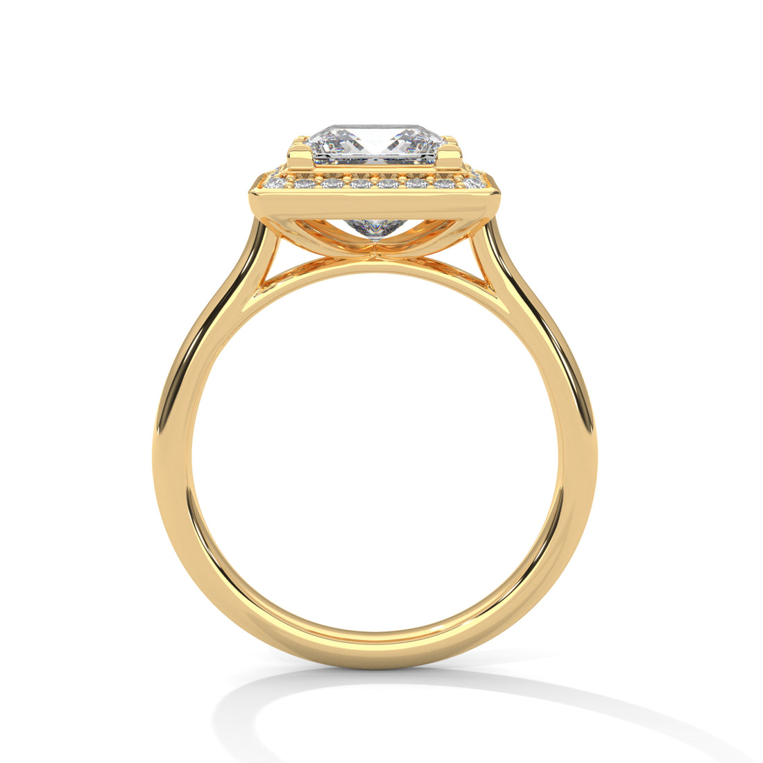 Rose Gold Princess Cut Solitaire Square Halo Engagement & Anniversary Ring