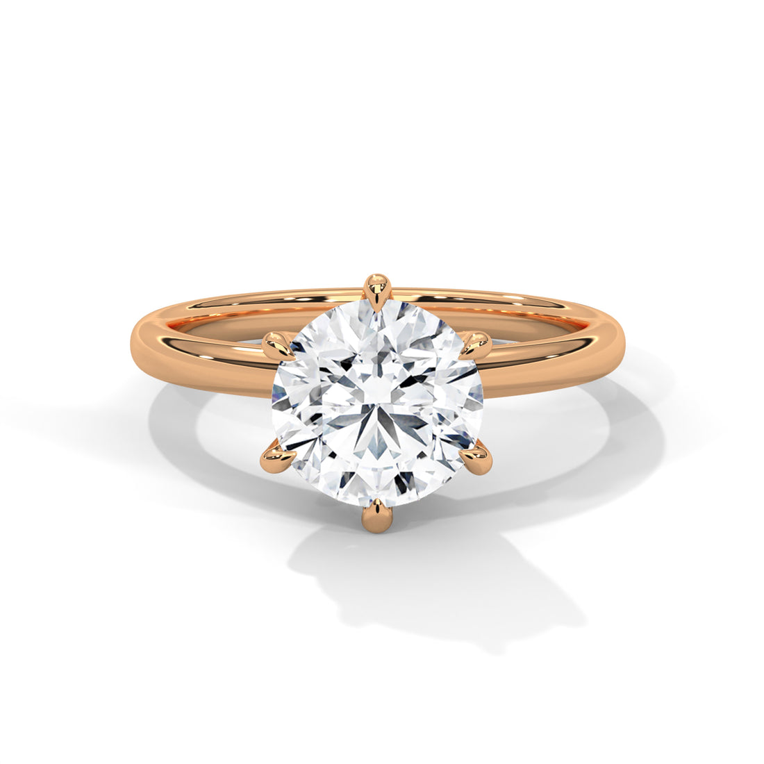 Rose Gold Round Cut Six Prong Classic Solitaire Engagement & Anniversary Ring