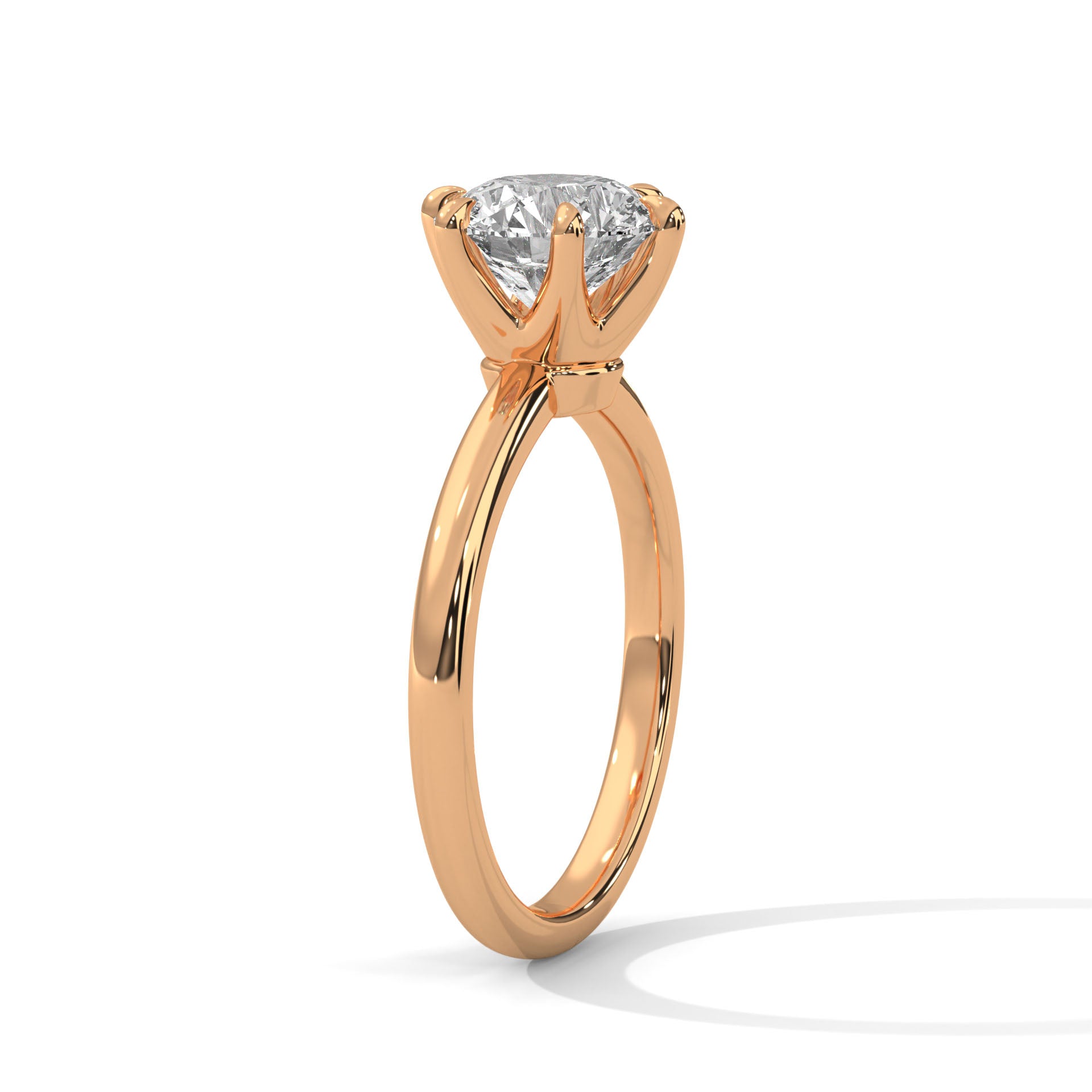 Rose Gold Round Cut Six Prong Classic Solitaire Engagement & Anniversary Ring