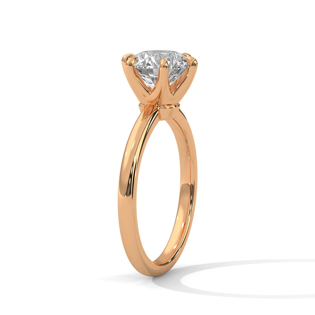 Rose Gold Round Cut Six Prong Classic Solitaire Engagement & Anniversary Ring