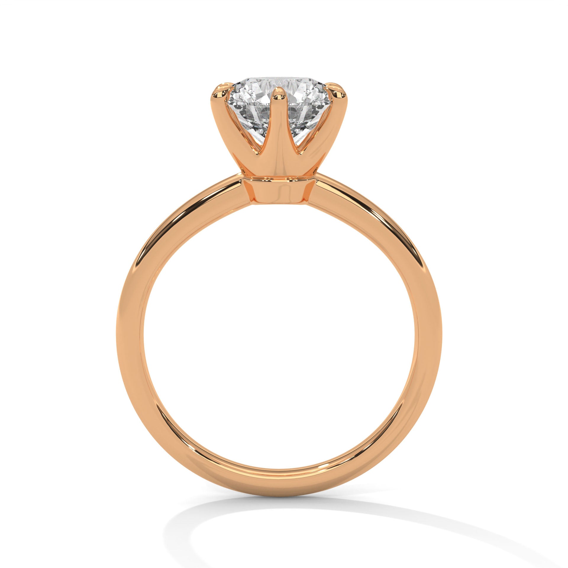 Rose Gold Round Cut Six Prong Classic Solitaire Engagement & Anniversary Ring