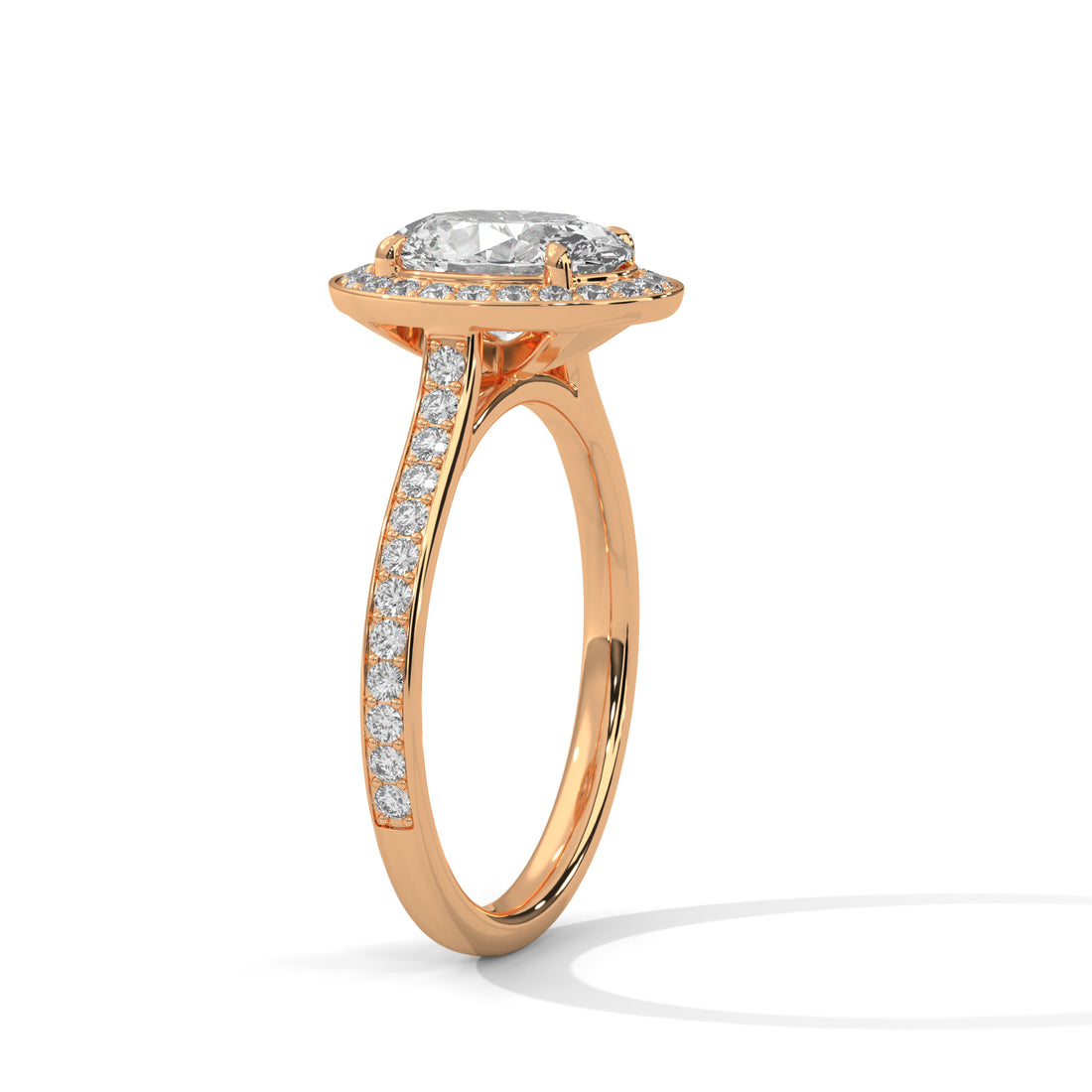 Rose Gold Oval Cut Halo Pavé Engagement & Anniversary Ring