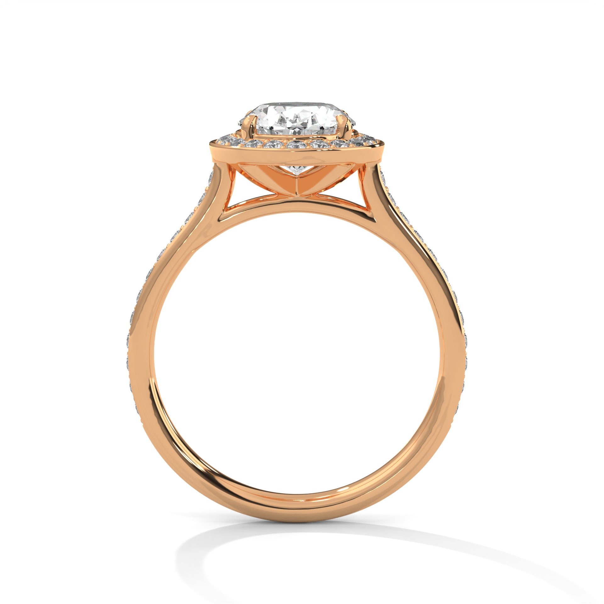 Rose Gold Oval Cut Halo Pavé Engagement & Anniversary Ring