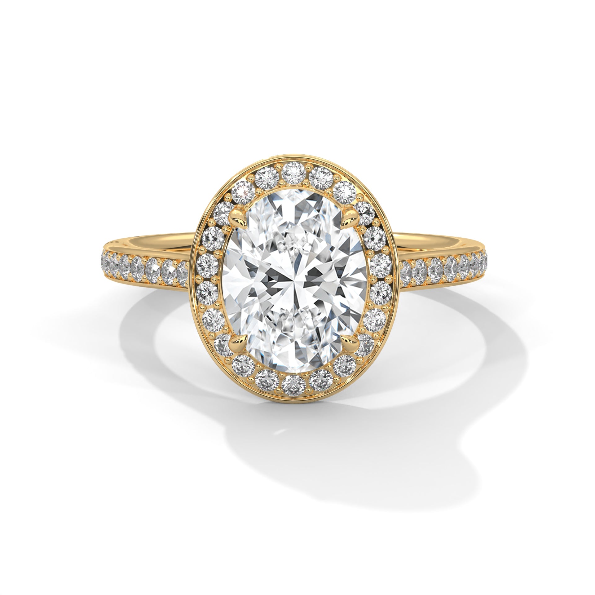 Rose Gold Oval Cut Halo Pavé Engagement & Anniversary Ring