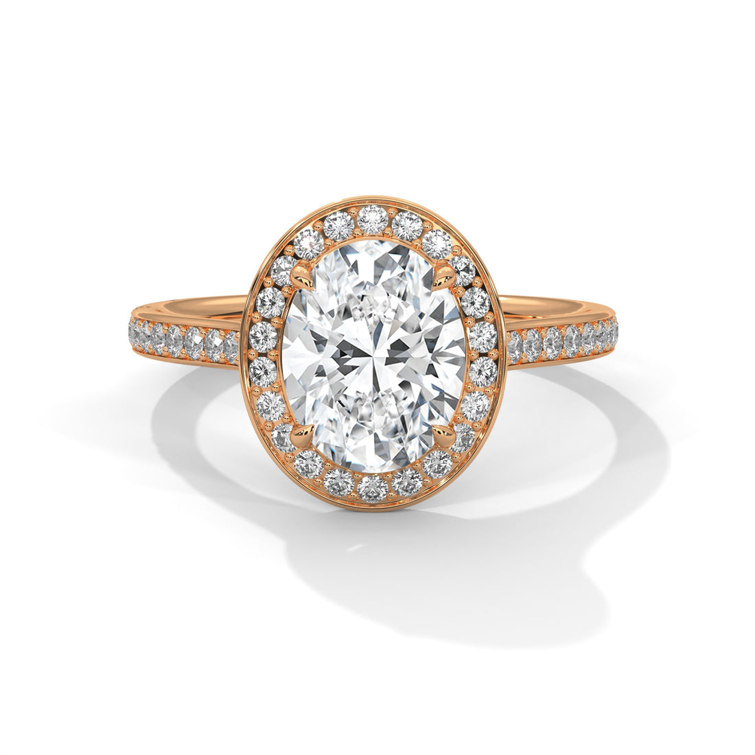 Rose Gold Oval Cut Halo Pavé Engagement & Anniversary Ring