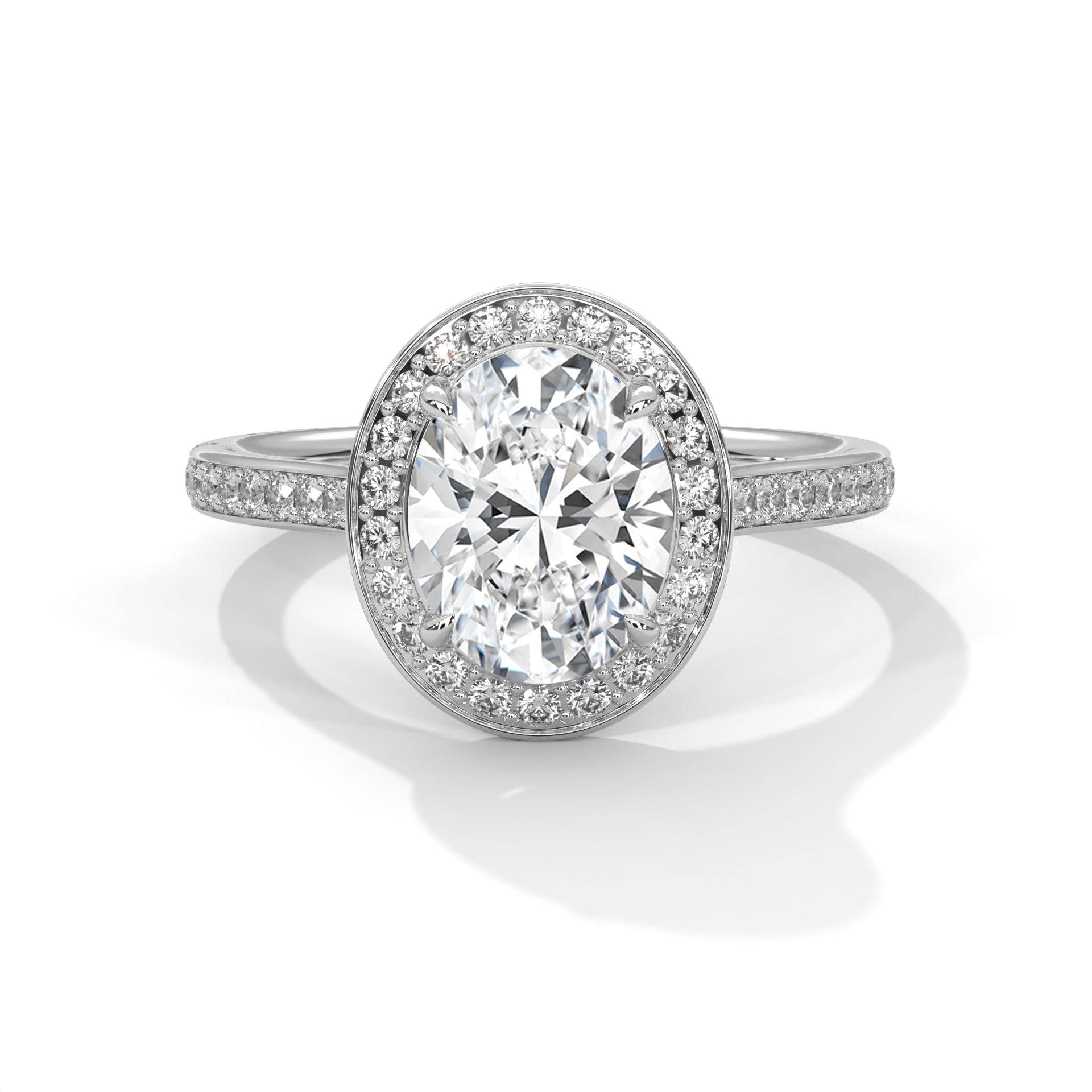 Rose Gold Oval Cut Halo Pavé Engagement & Anniversary Ring