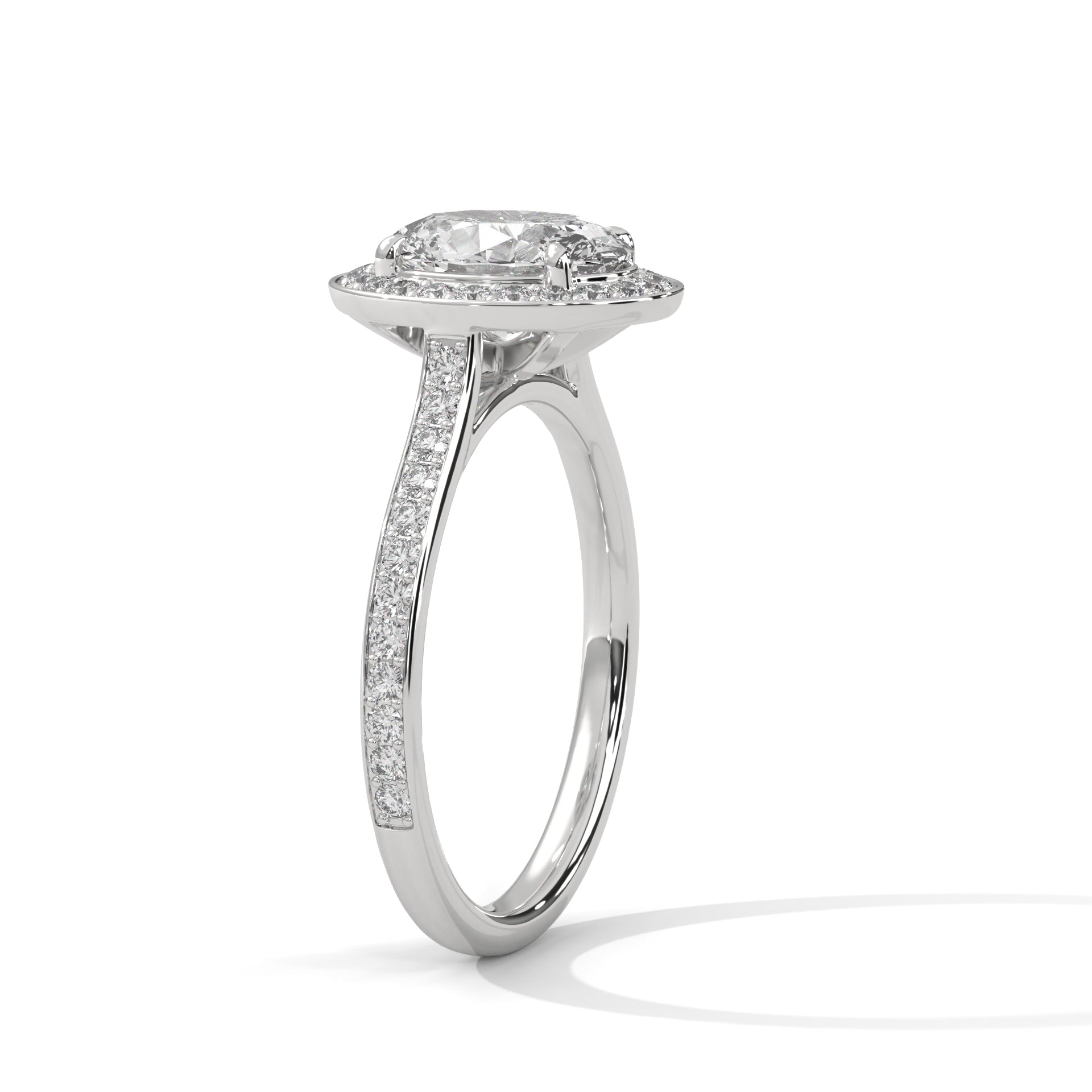 Rose Gold Oval Cut Halo Pavé Engagement & Anniversary Ring