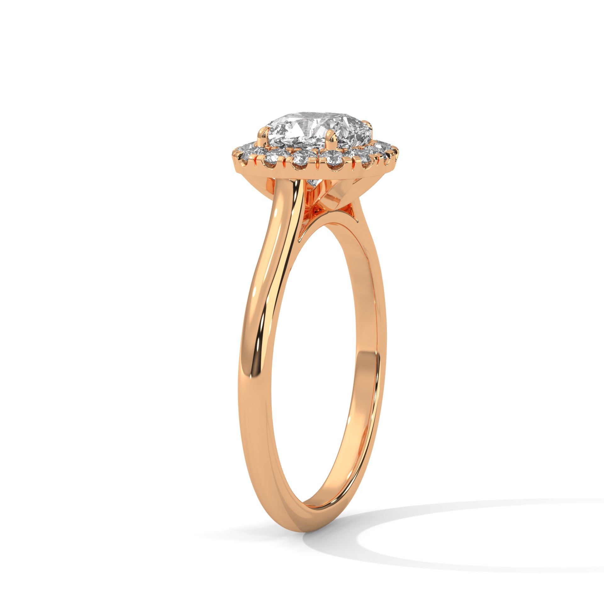 Rose Gold Cushion Cut Diamond Halo Solitaire Engagement & Anniversary Ring
