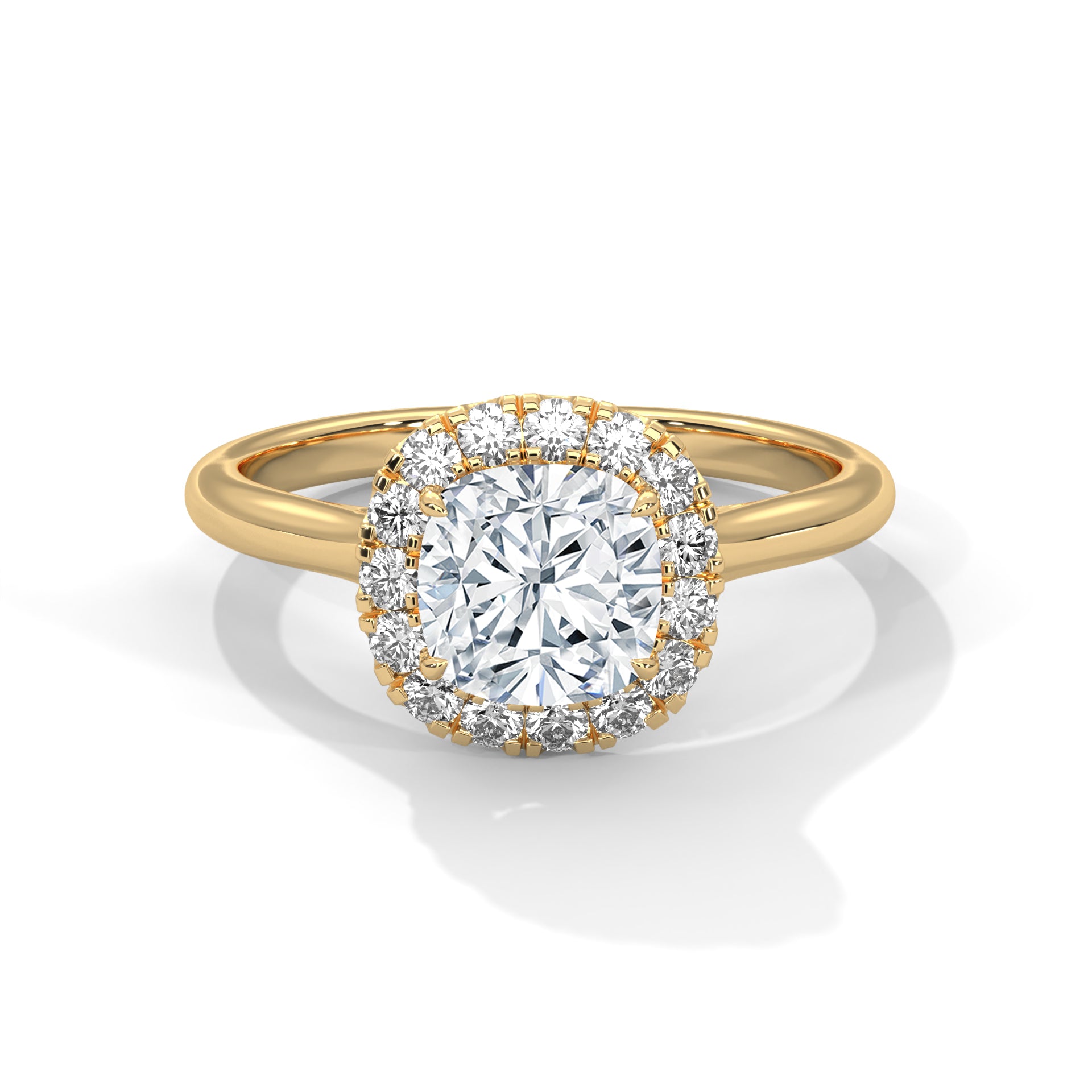 Rose Gold Cushion Cut Diamond Halo Solitaire Engagement & Anniversary Ring