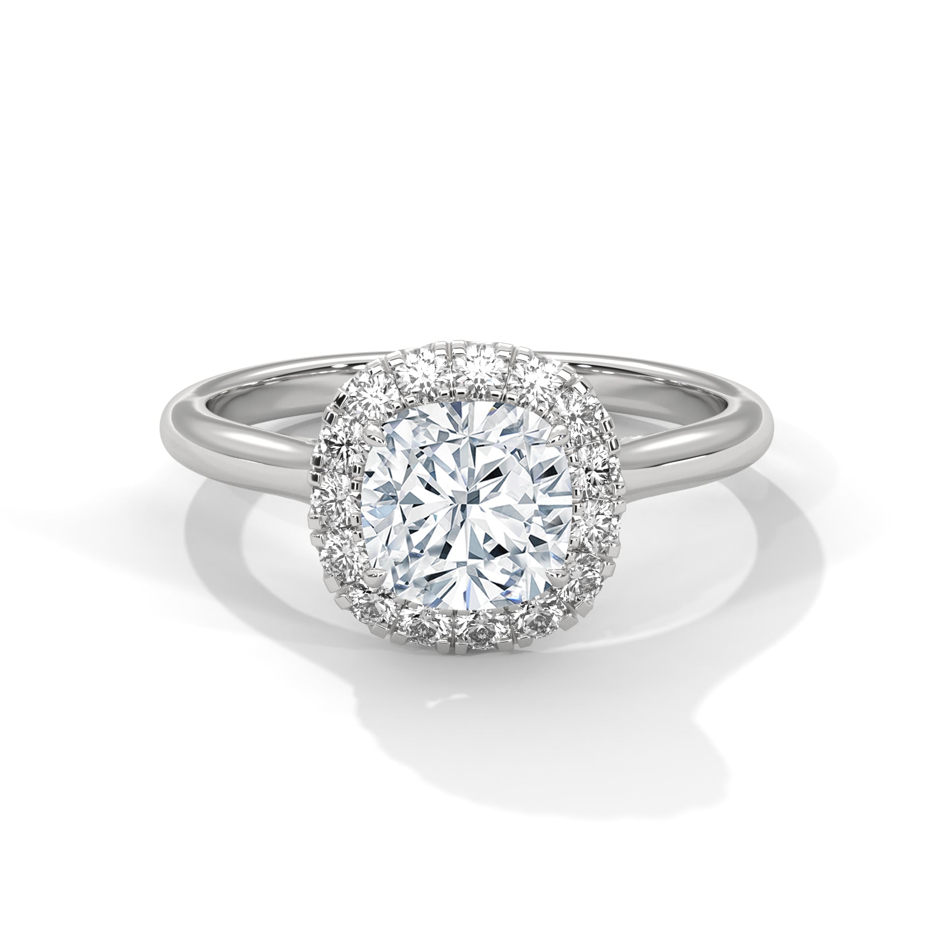 Rose Gold Cushion Cut Diamond Halo Solitaire Engagement & Anniversary Ring