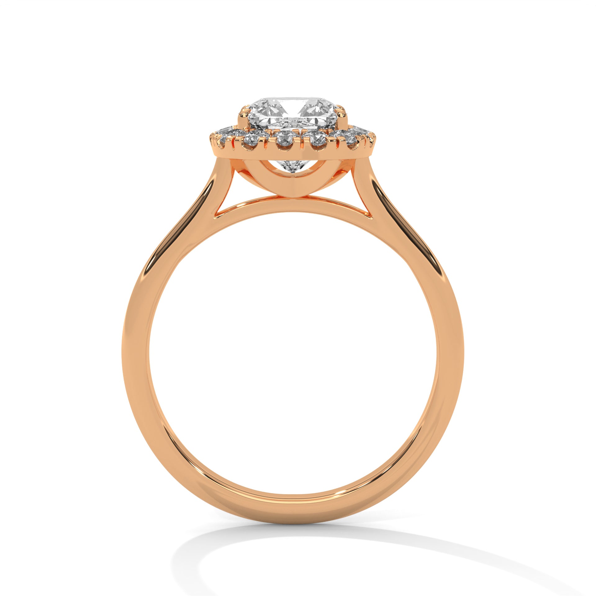 Rose Gold Cushion Cut Diamond Halo Solitaire Engagement & Anniversary Ring