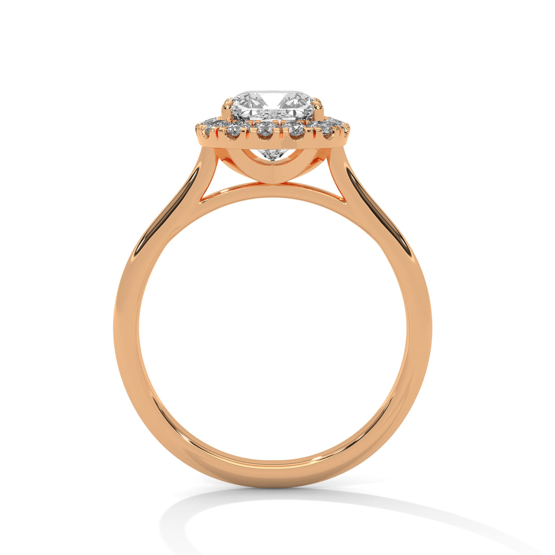 Rose Gold Cushion Cut Diamond Halo Solitaire Engagement & Anniversary Ring