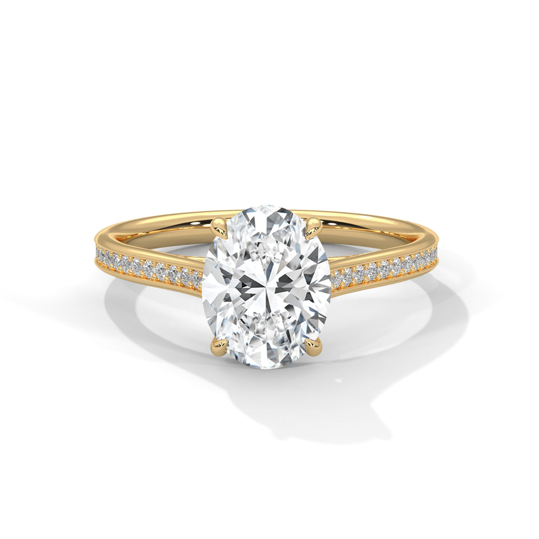 Oval Cut Solitaire Diamond Pavé Band Engagement & Anniversary Ring