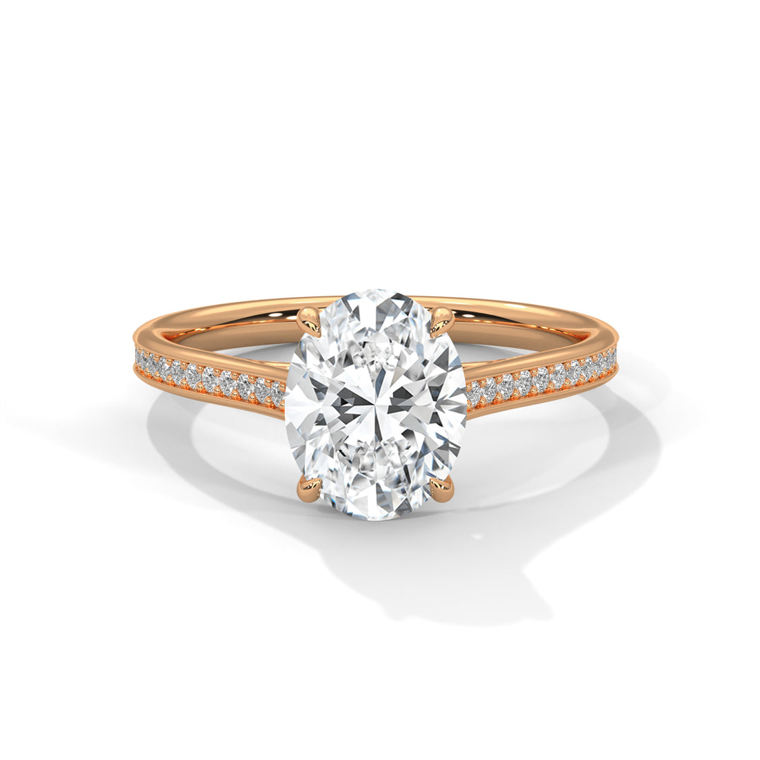 Oval Cut Solitaire Diamond Pavé Band Engagement & Anniversary Ring