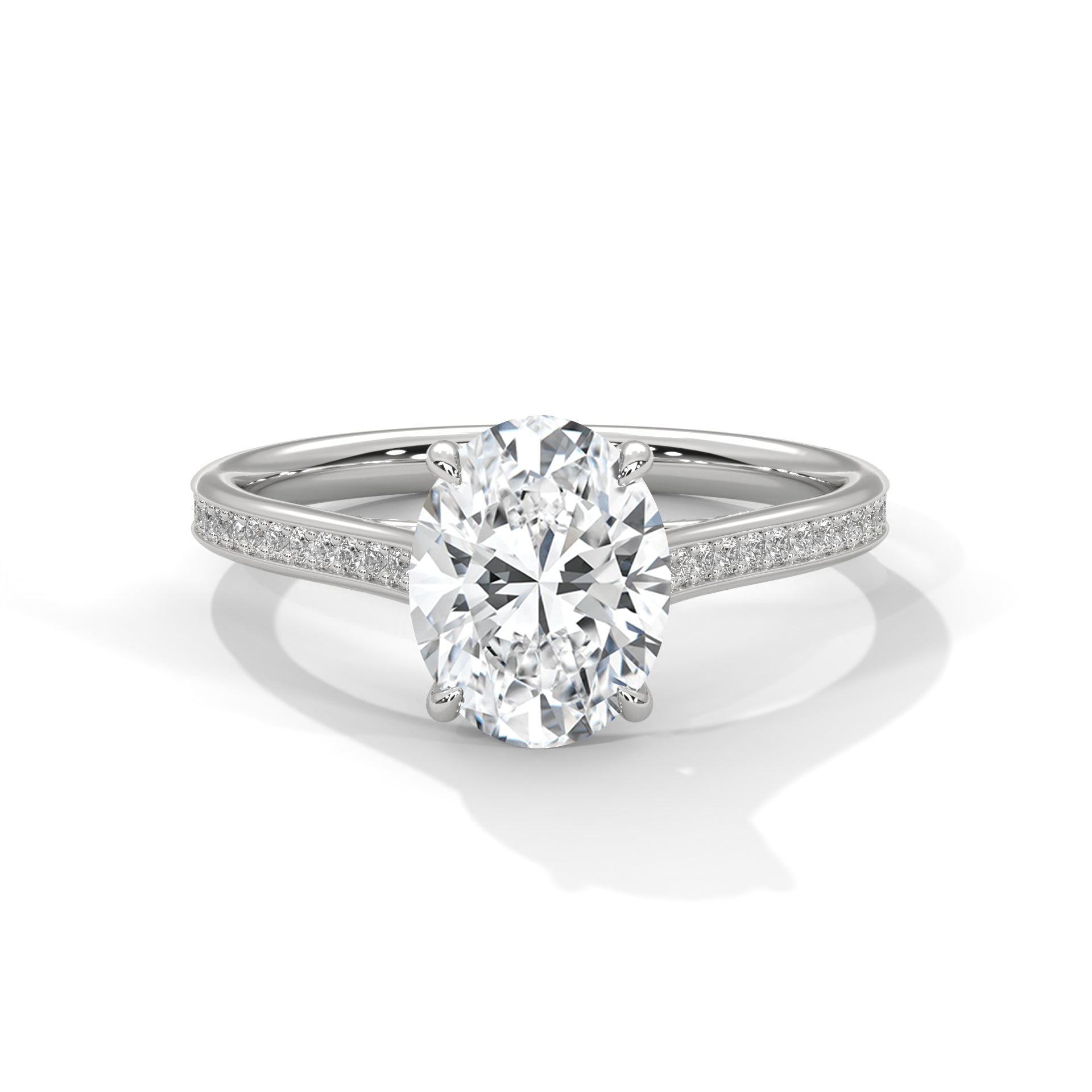 Oval Cut Solitaire Diamond Pavé Band Engagement & Anniversary Ring