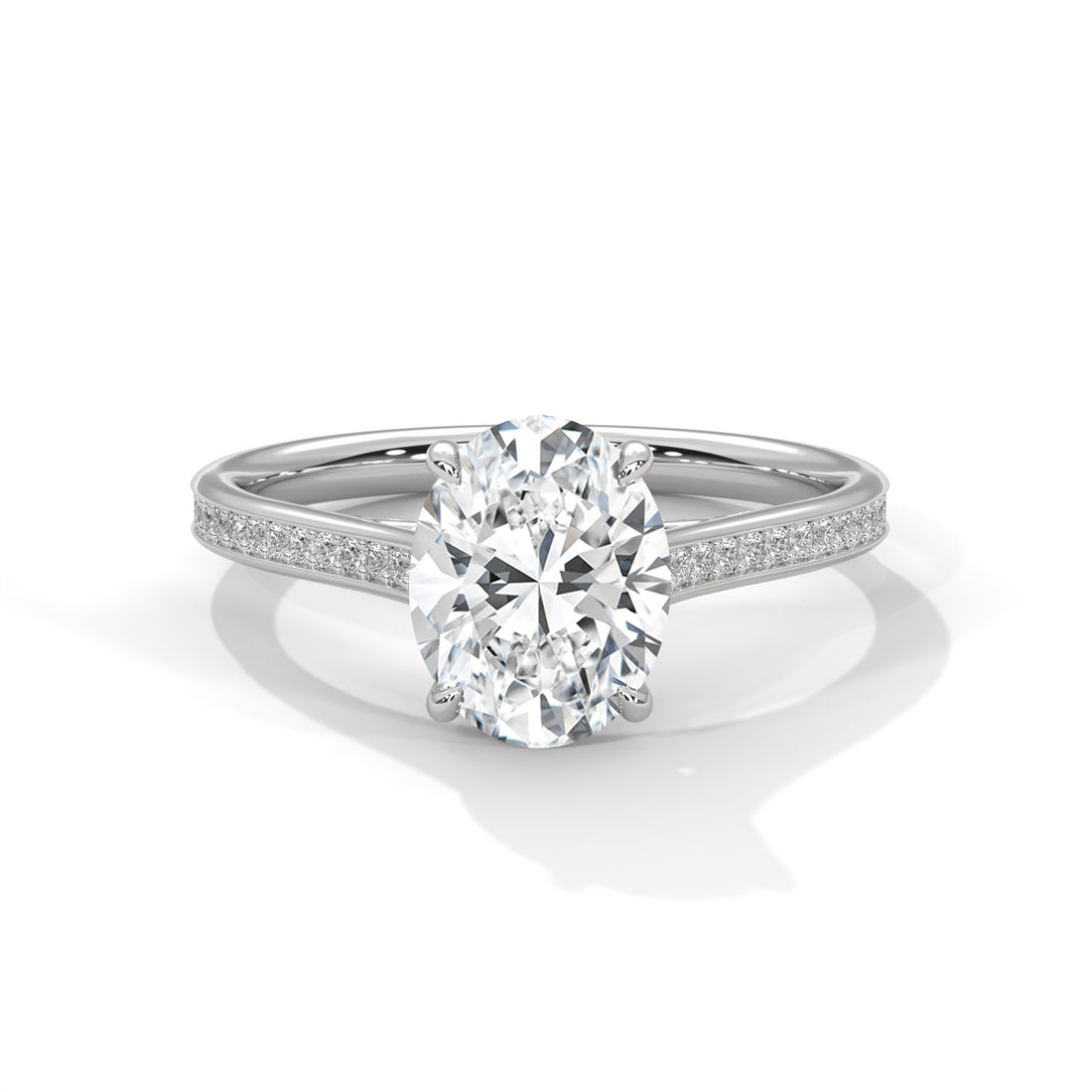 Oval Cut Solitaire Diamond Pavé Band Engagement & Anniversary Ring