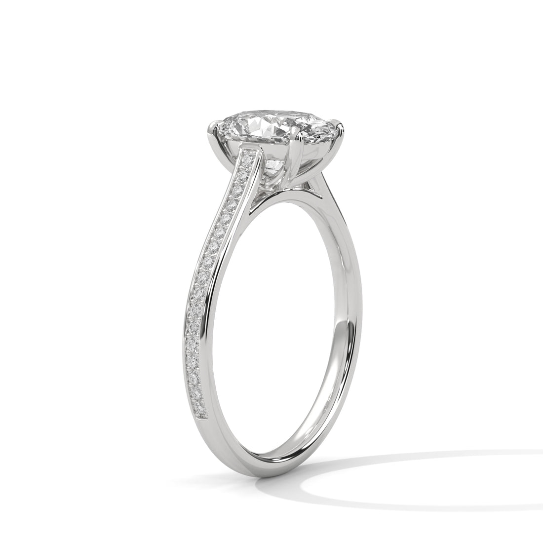 Oval Cut Solitaire Diamond Pavé Band Engagement & Anniversary Ring