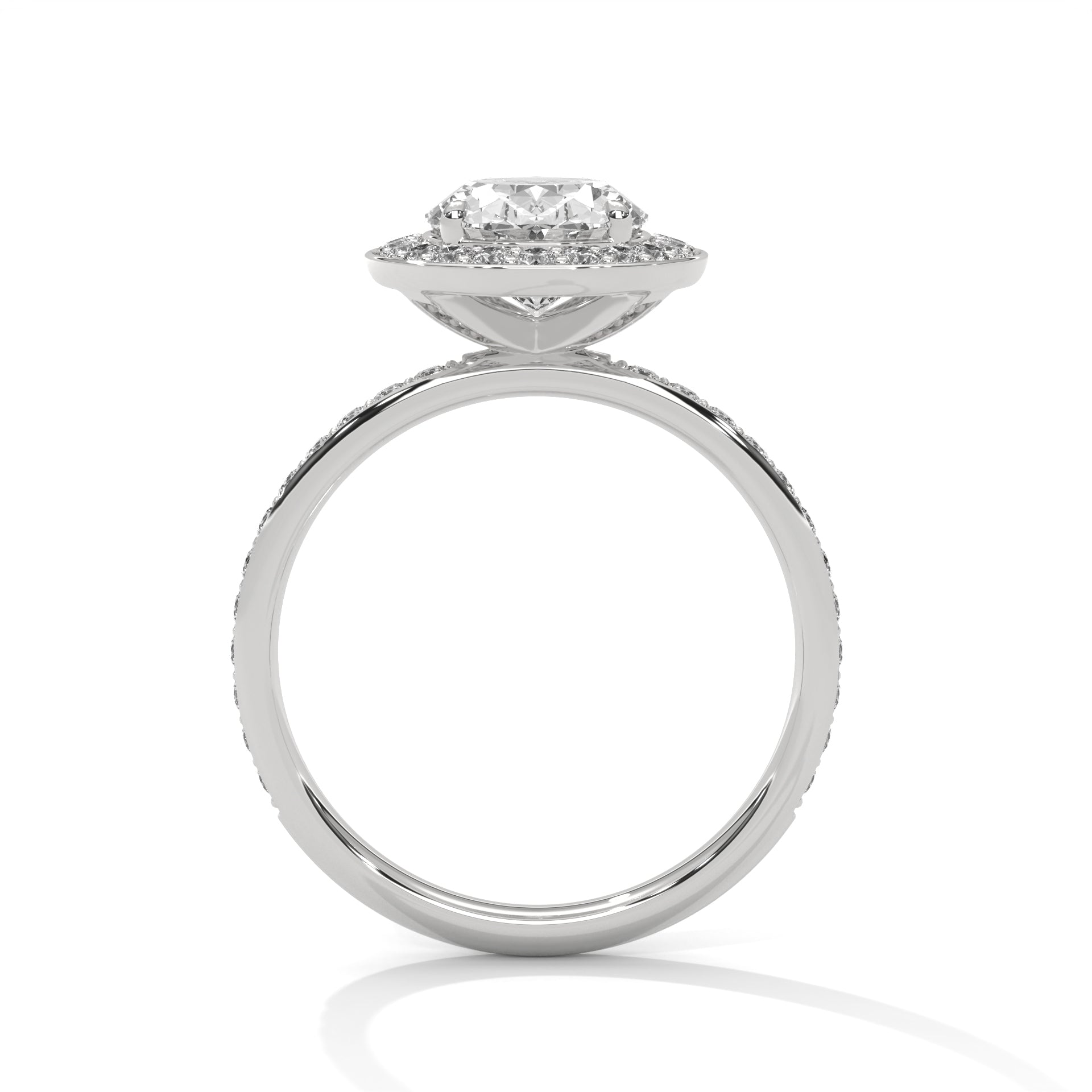 Oval Cut Diamond Halo Pavé Band Engagement & Anniversary Ring