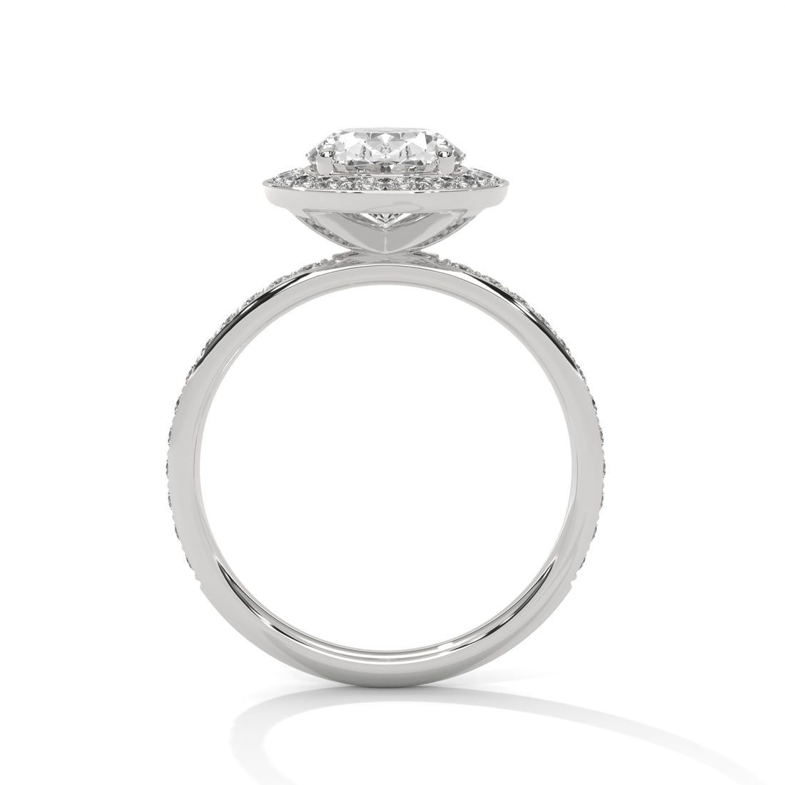 Oval Cut Diamond Halo Pavé Band Engagement & Anniversary Ring