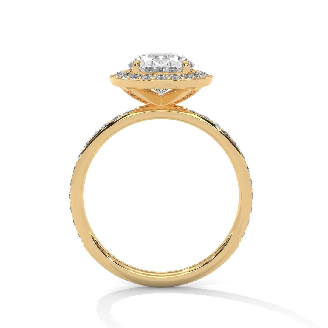 Oval Cut Diamond Halo Pavé Band Engagement & Anniversary Ring