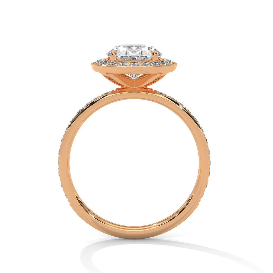 Oval Cut Diamond Halo Pavé Band Engagement & Anniversary Ring