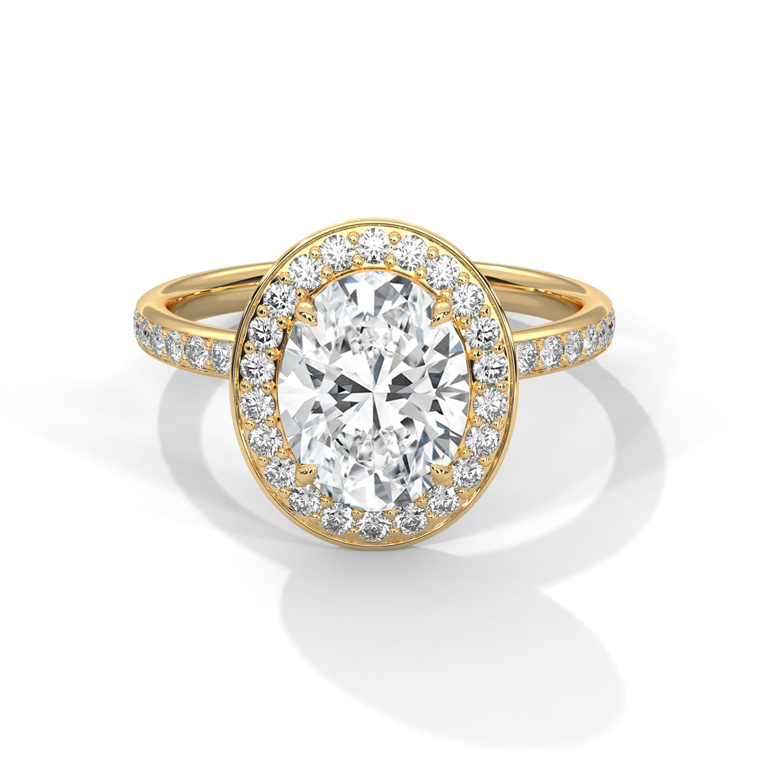 Oval Cut Diamond Halo Pavé Band Engagement & Anniversary Ring