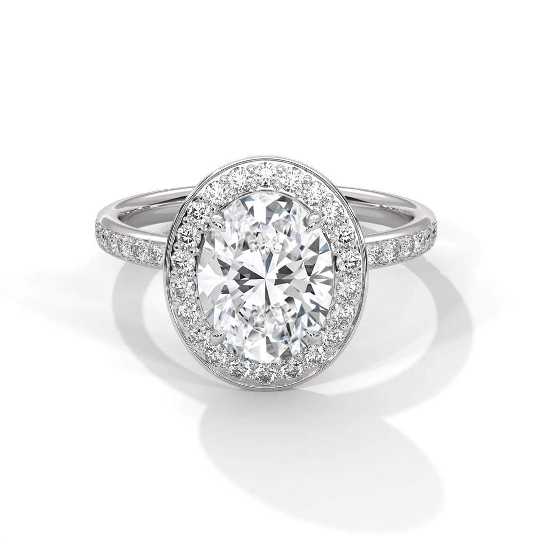 Oval Cut Diamond Halo Pavé Band Engagement & Anniversary Ring