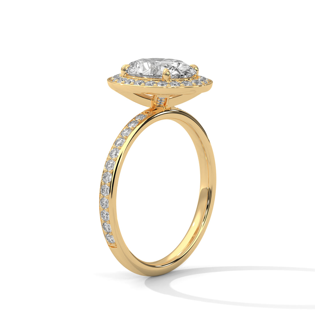 Oval Cut Diamond Halo Pavé Band Engagement & Anniversary Ring