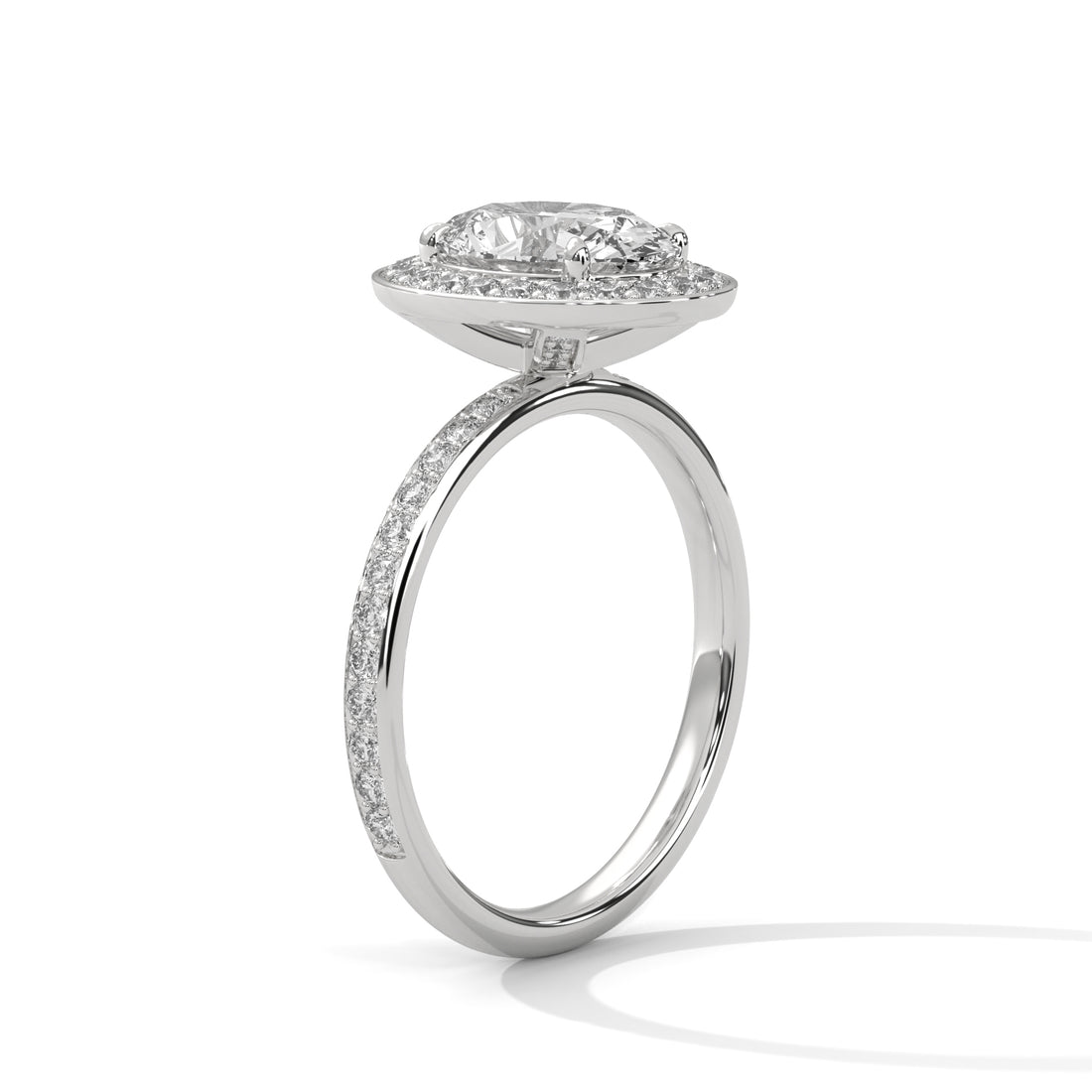 Oval Cut Diamond Halo Pavé Band Engagement & Anniversary Ring