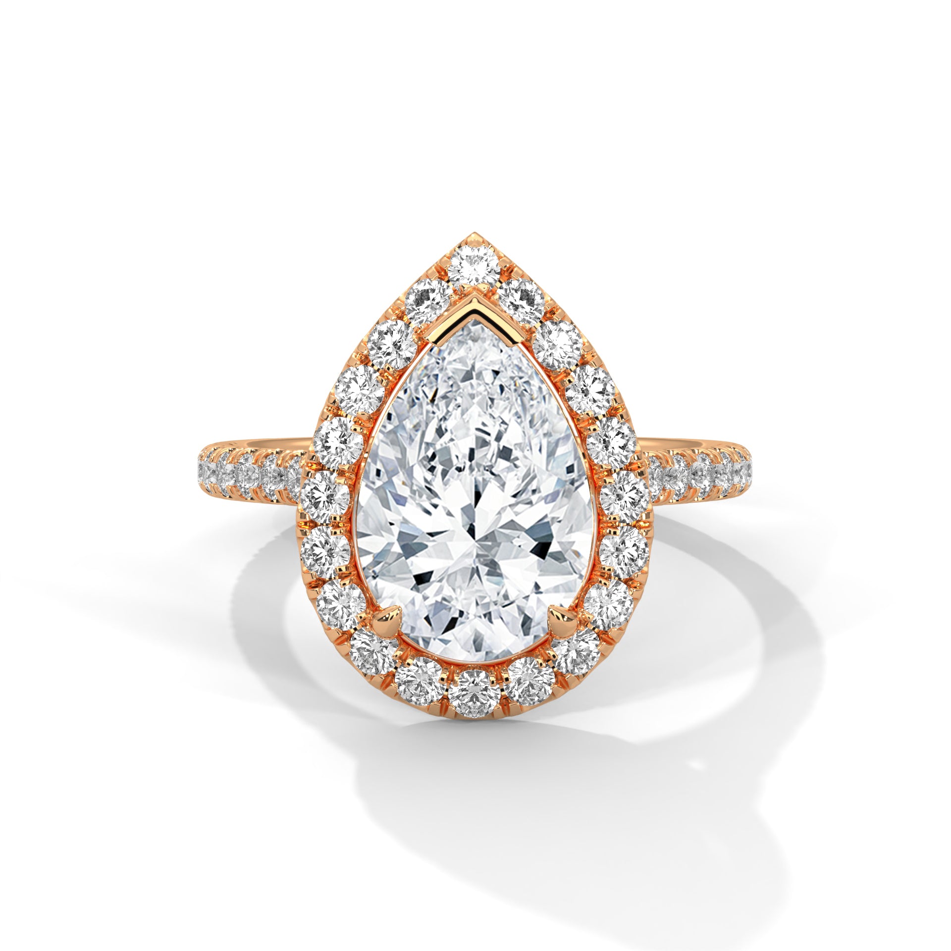 Pear Cut Diamond Halo Pavé Band Engagement & Anniversary Ring