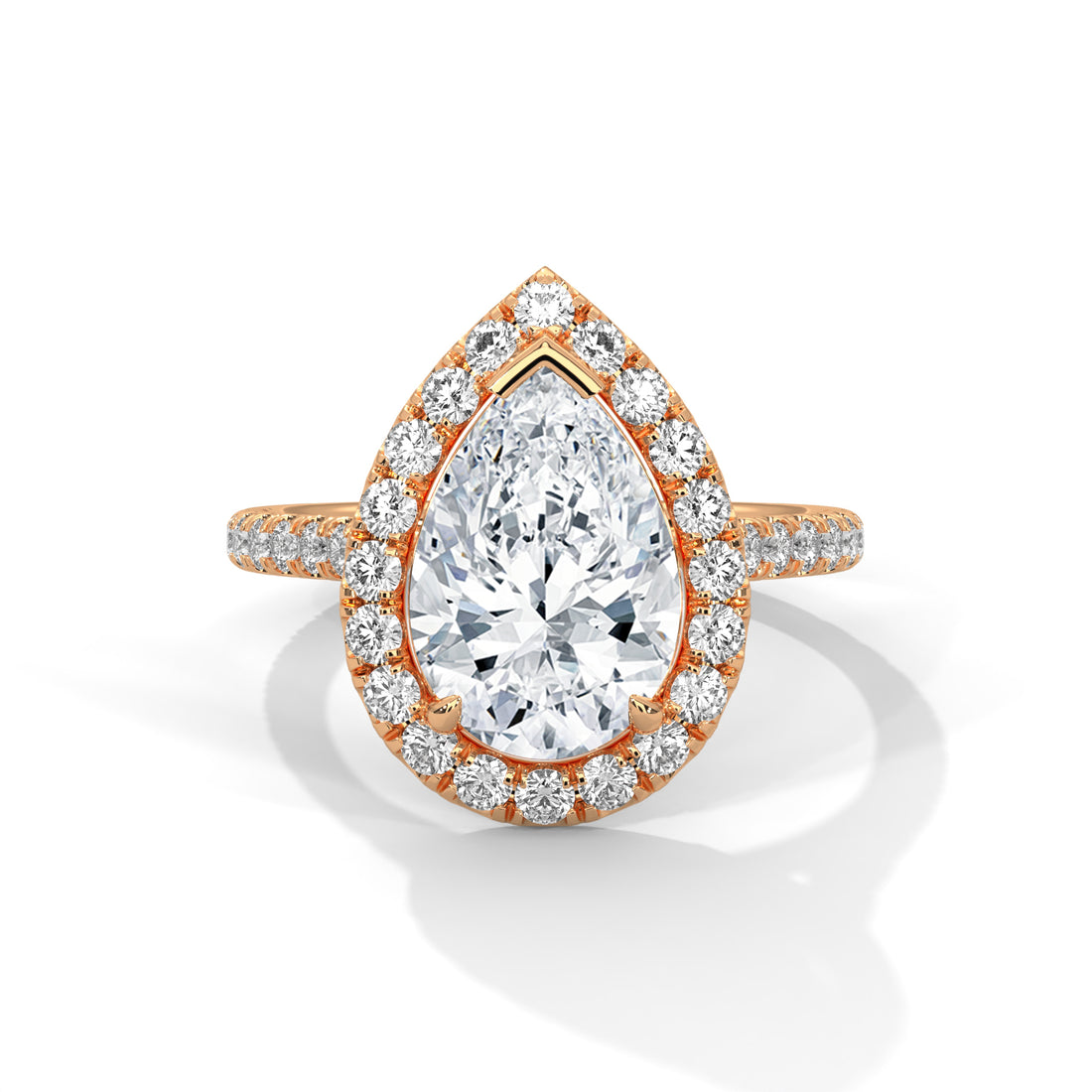 Pear Cut Diamond Halo Pavé Band Engagement & Anniversary Ring
