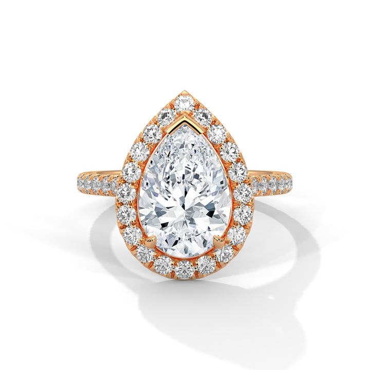 Pear Cut Diamond Halo Pavé Band Engagement & Anniversary Ring