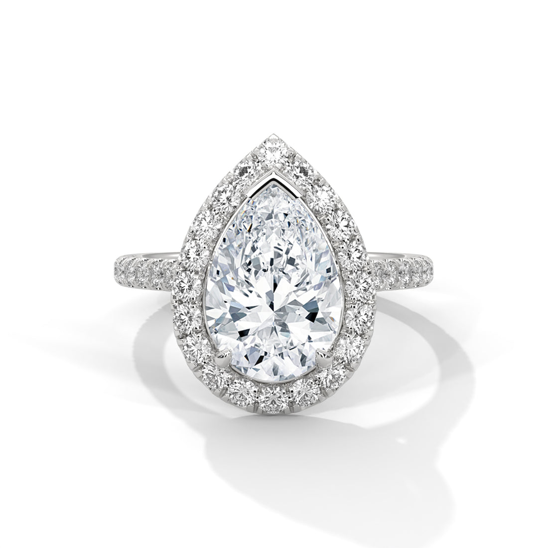 Pear Cut Diamond Halo Pavé Band Engagement & Anniversary Ring