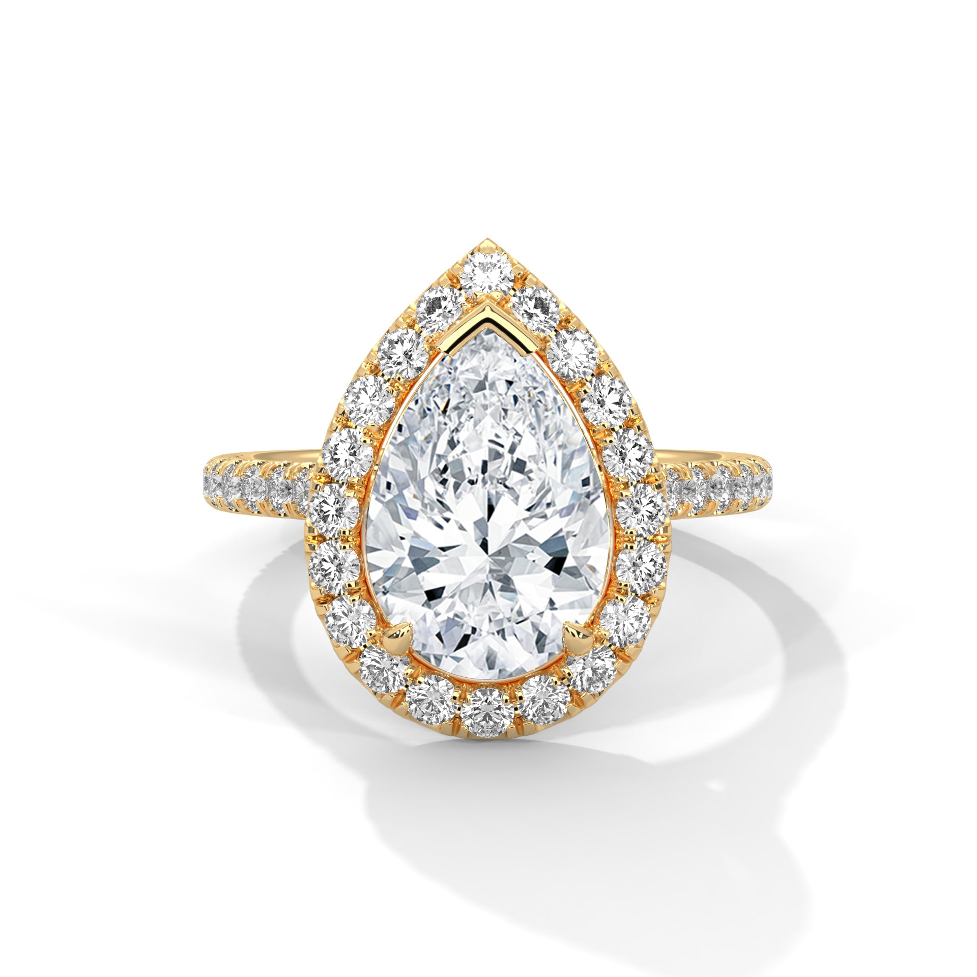Pear Cut Diamond Halo Pavé Band Engagement & Anniversary Ring