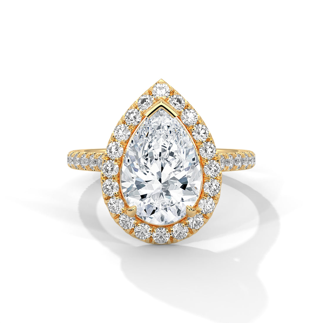 Pear Cut Diamond Halo Pavé Band Engagement & Anniversary Ring