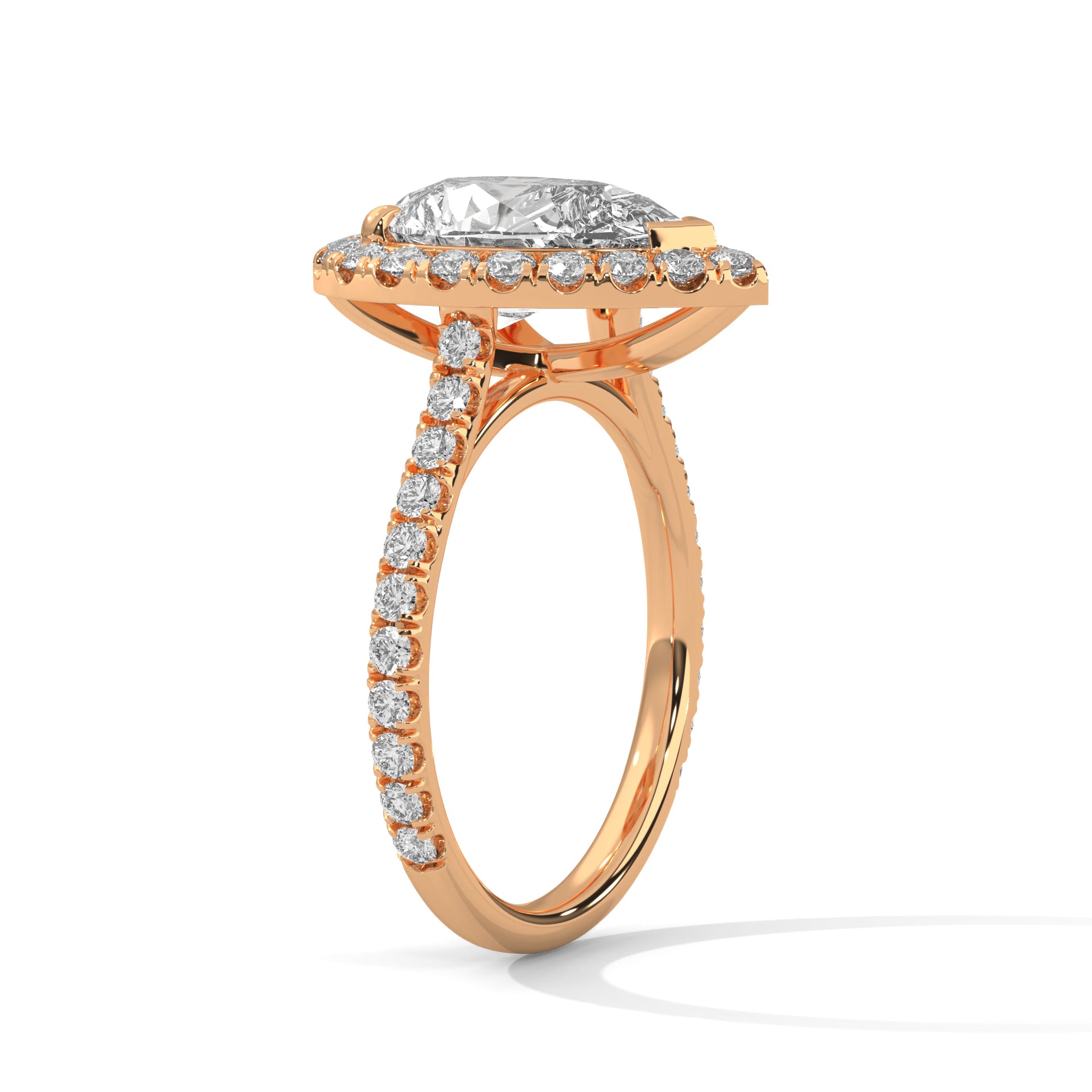 Pear Cut Diamond Halo Pavé Band Engagement & Anniversary Ring
