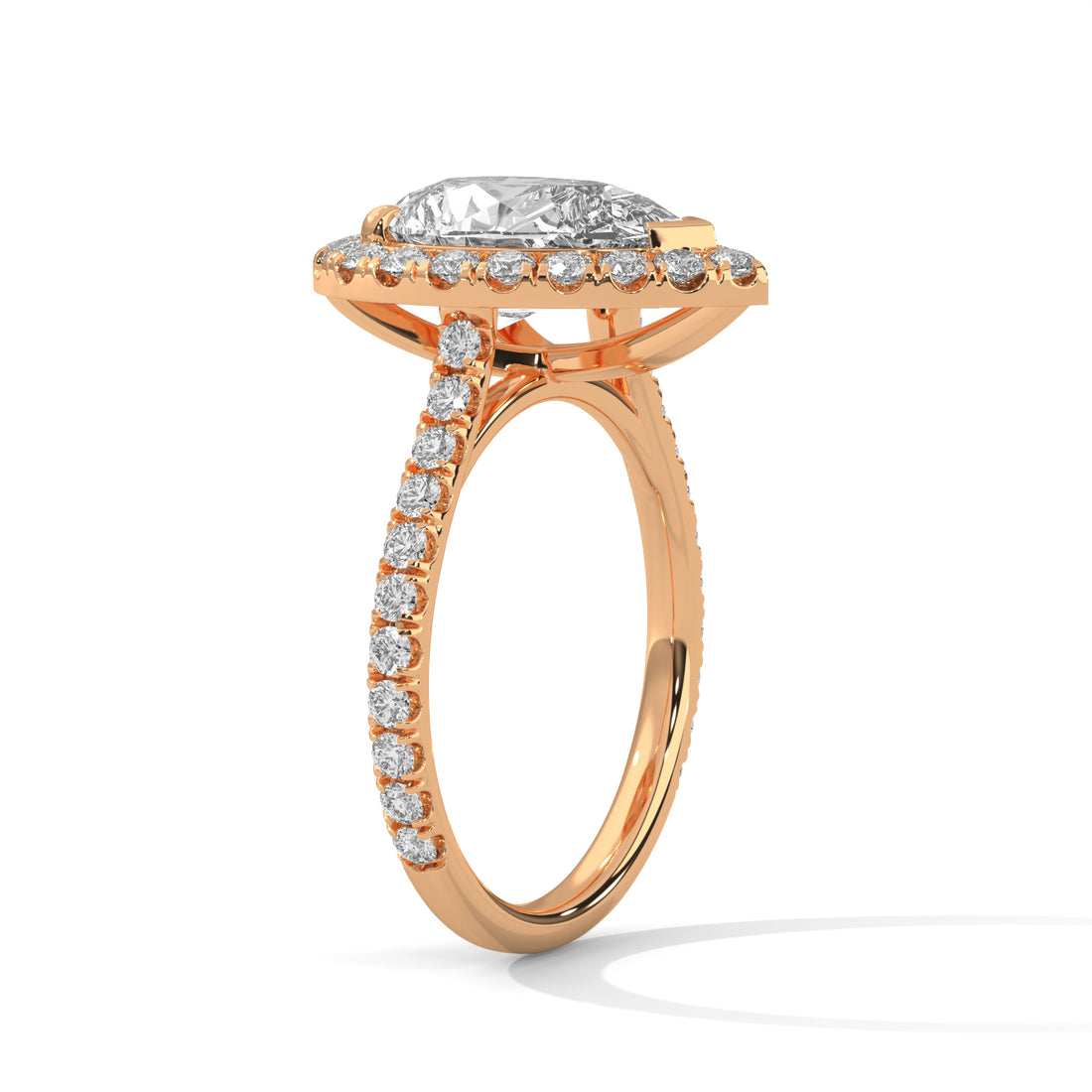 Pear Cut Diamond Halo Pavé Band Engagement & Anniversary Ring