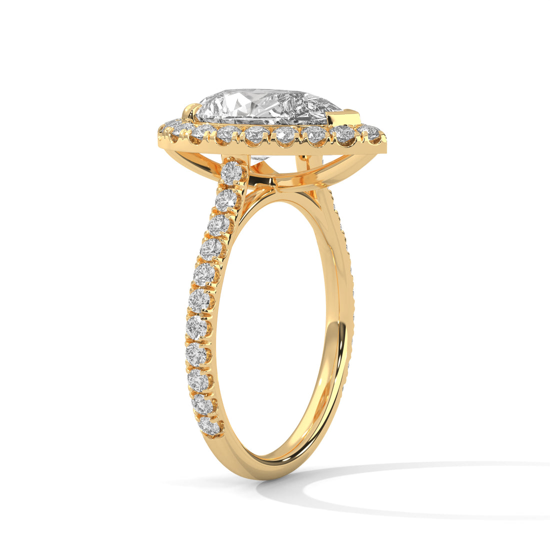 Pear Cut Diamond Halo Pavé Band Engagement & Anniversary Ring