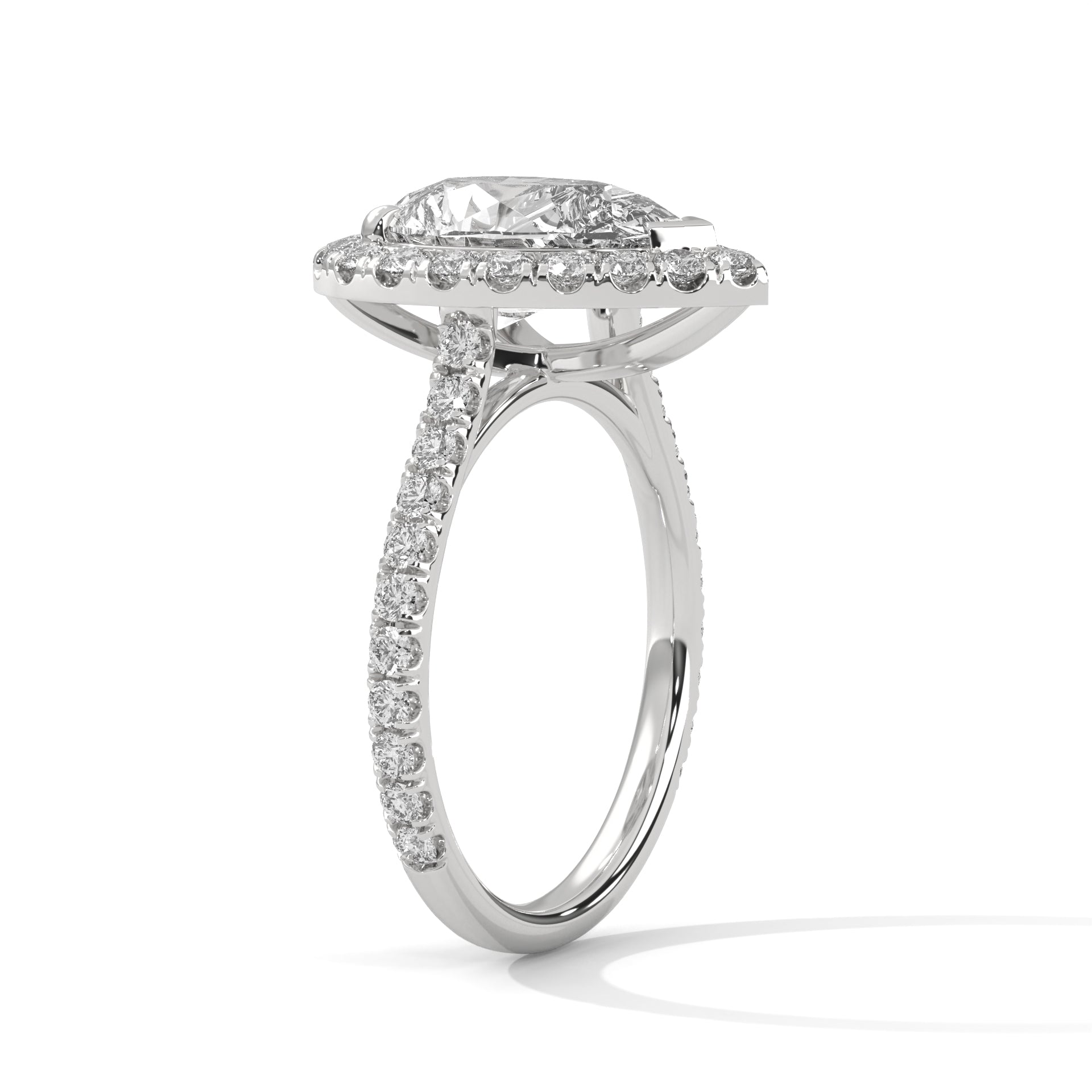 Pear Cut Diamond Halo Pavé Band Engagement & Anniversary Ring
